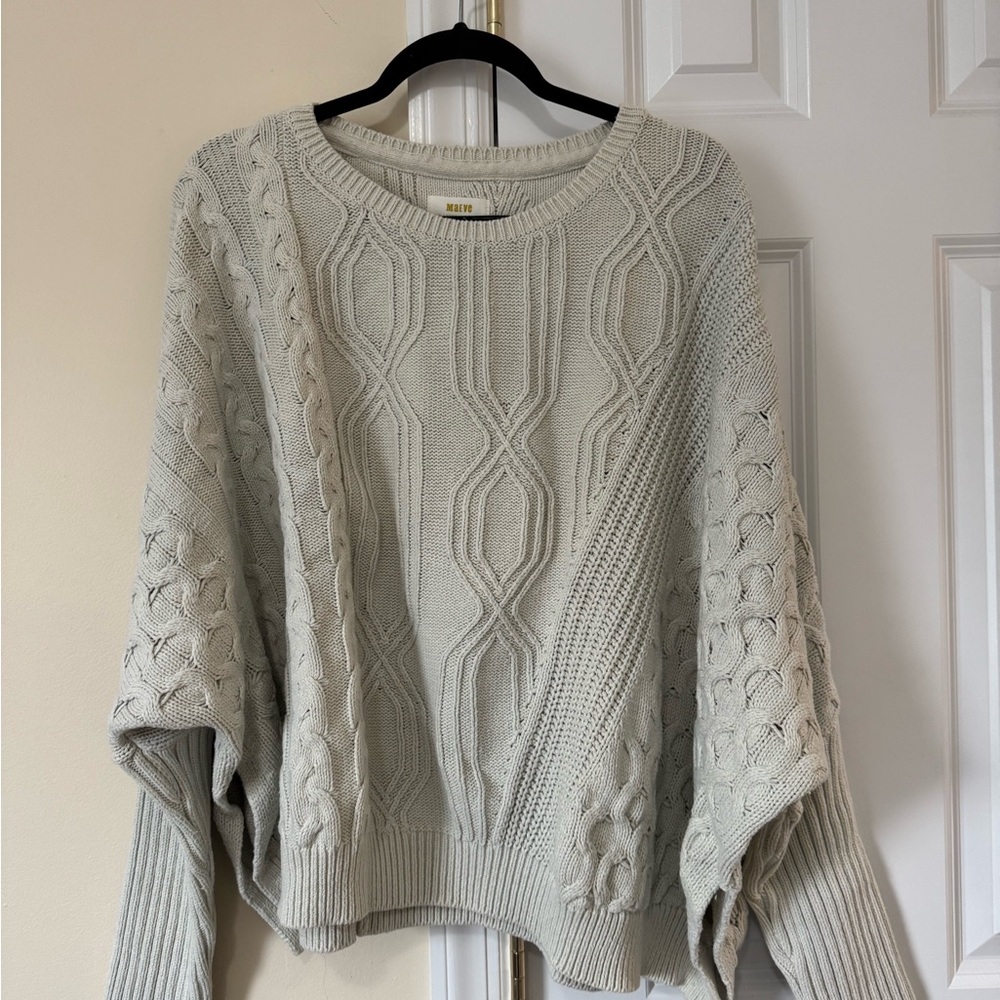 Anthropologie Light Gray Cable Knit Sweater - Picture 7 of 7
